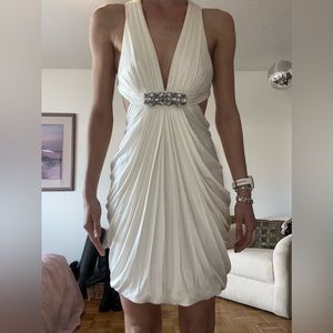 BCBG Maxazria white silk cut out dress